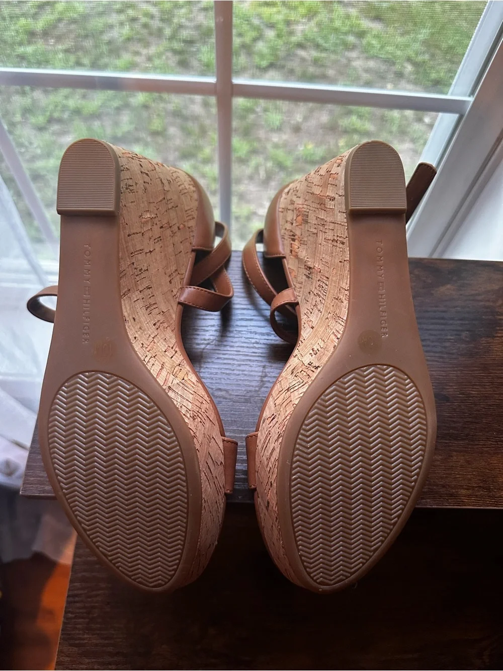 Tommy Hilfiger Leather Wedge Sandals with Ankle Strap